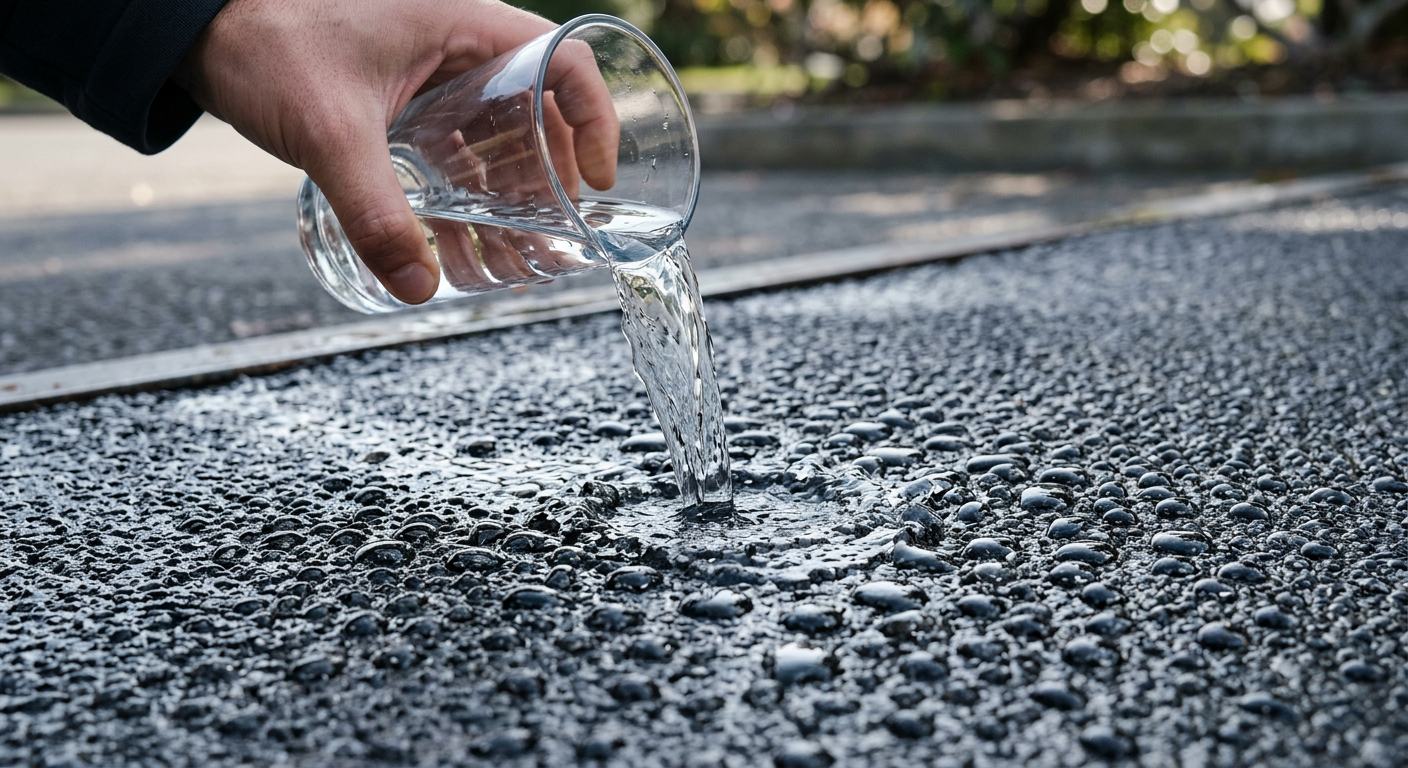 Water beading on HawkSeale-treated surface